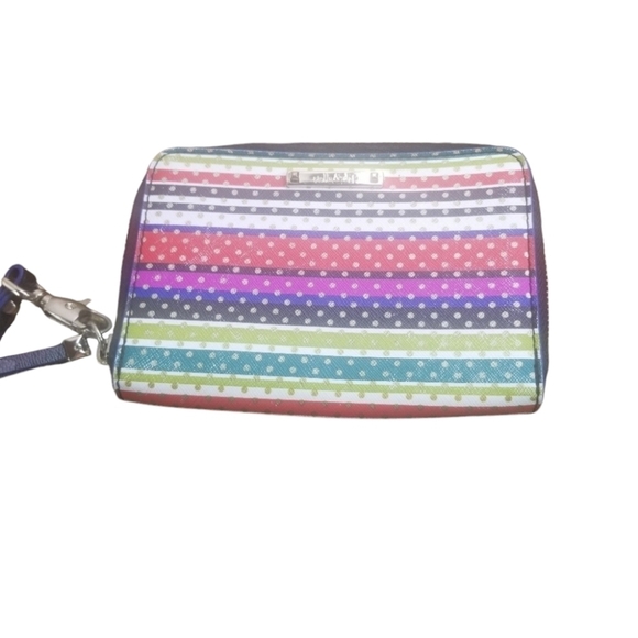 Stella & Dot striped polka dot wristlet wallet - Picture 1 of 7